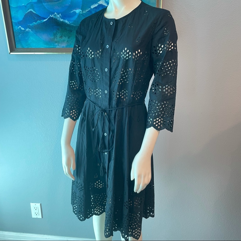 Theory Kalsingas Vintage Eyelet Black Cotton Dress